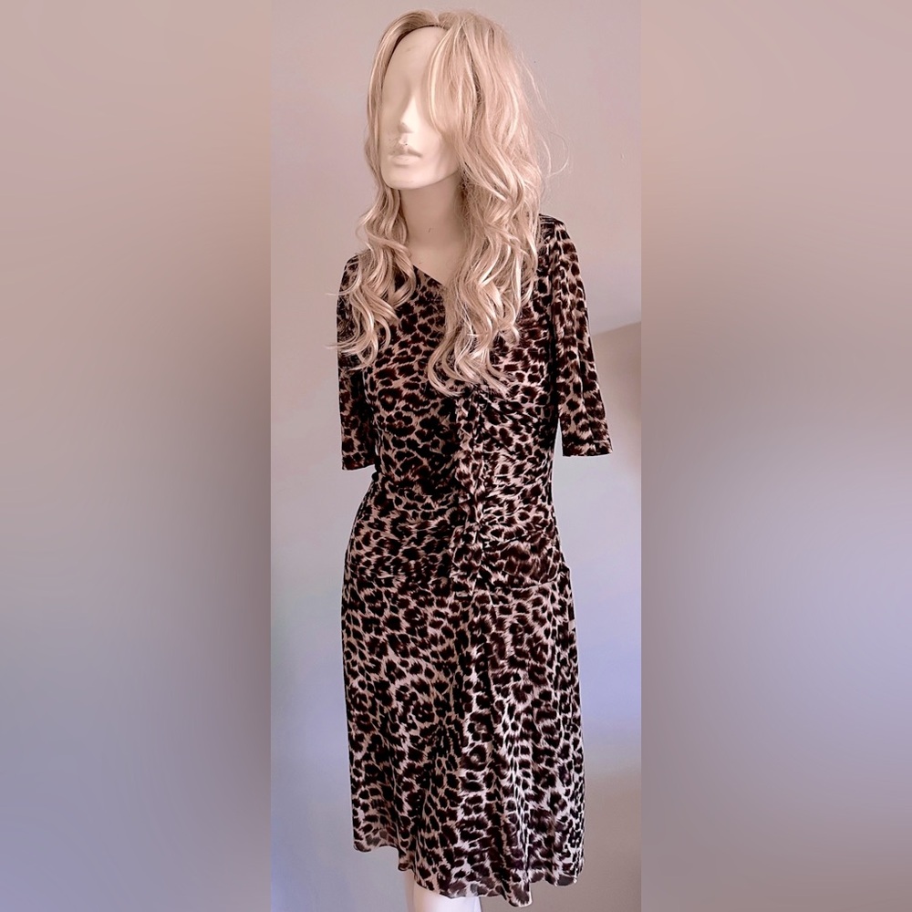 Iconic & Form-Flattering KENNETH COLE New York Leopard Print Mesh Nylon Dress